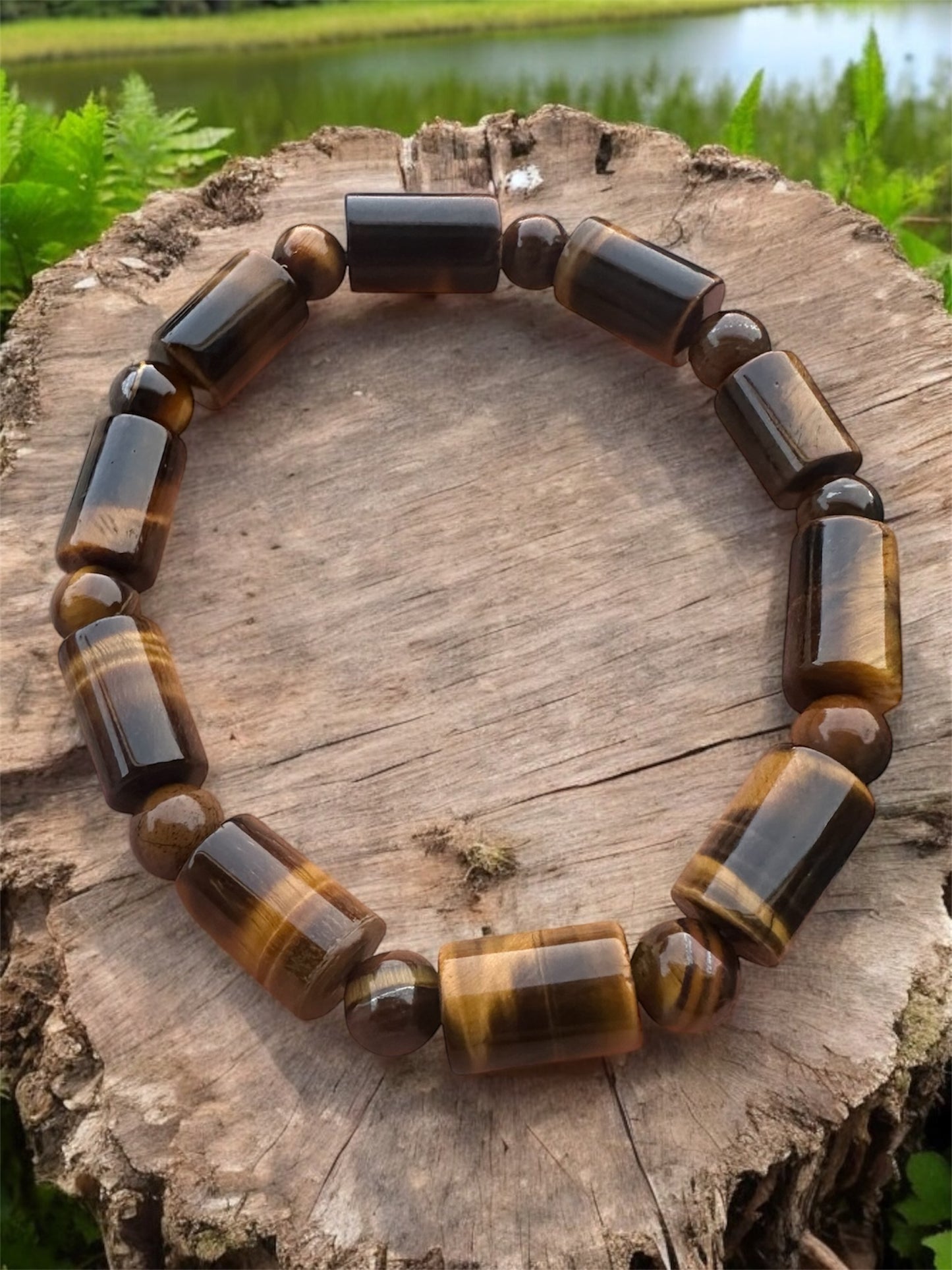Tiger's eye Cylinder Crystal Stone Bracelet