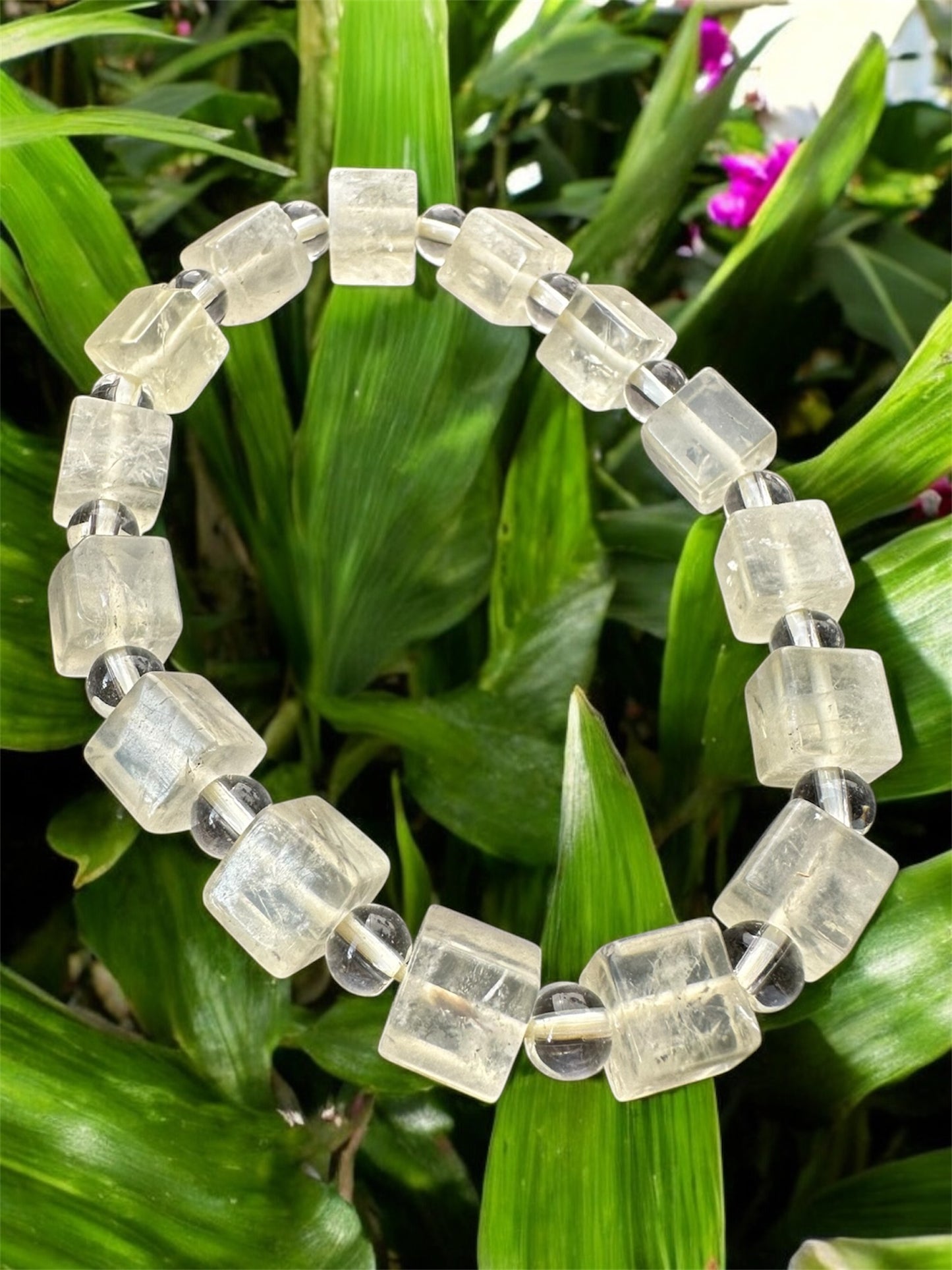 Natural Citrine Cube and Sphere Bracelet
