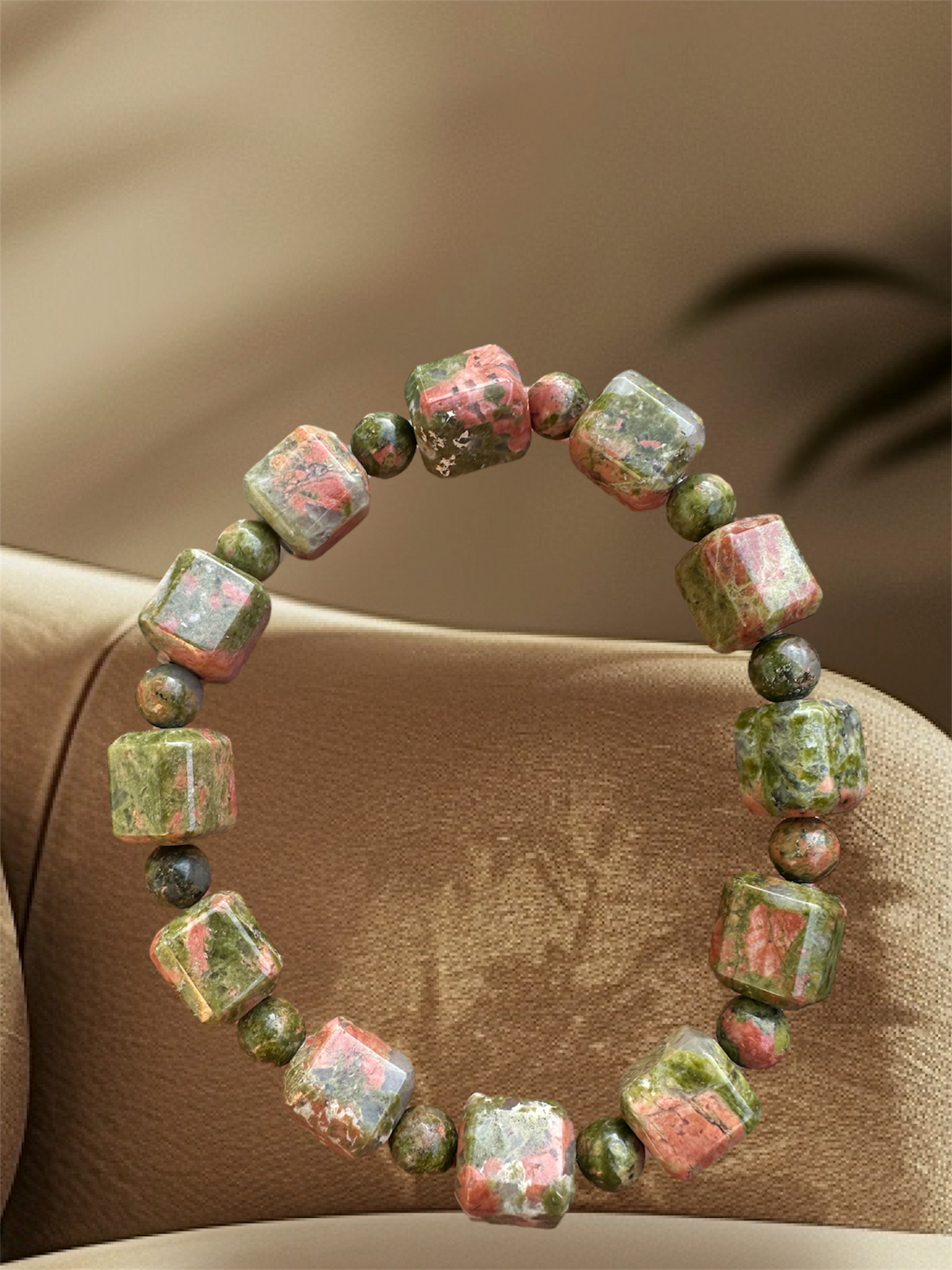 Unakite Cube Bracelet